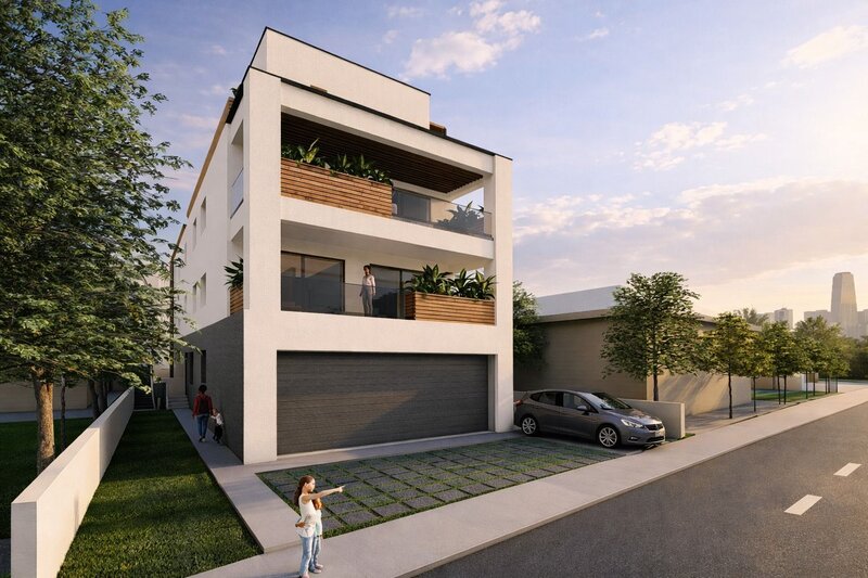Patru camere cu terasa de 22 mp, 3 bai, etaj 1/3, finisat modern,  comision 0%