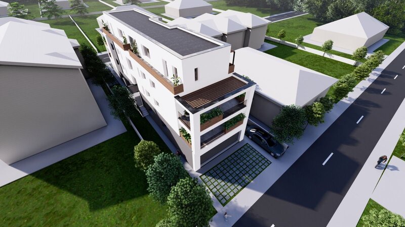 Patru camere cu terasa de 22 mp, 3 bai, etaj 1/3, finisat modern,  comision 0%